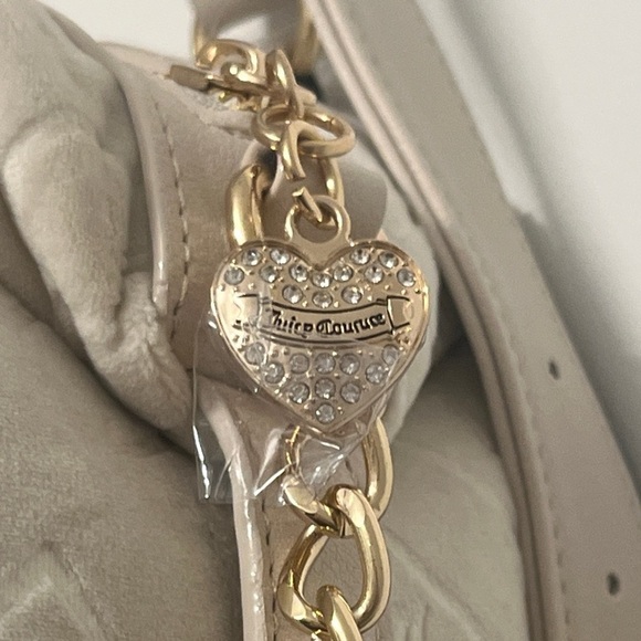 NWT Juicy Couture Glitzed Out Cream Crossbody Velour Satchel Bag Purse - Picture 8 of 9